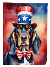 Load image into Gallery viewer, Black and Tan Coonhound Patriotic American House Flag