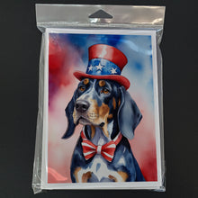 Load image into Gallery viewer, Bluetick Coonhound Patriotic American Greeting Cards - Blank Note Cards – 8-Pack of Artist-Designed Cards with Envelopes