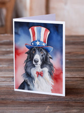 Load image into Gallery viewer, Borzoi Patriotic American Greeting Cards - Blank Note Cards – 8-Pack of Artist-Designed Cards with Envelopes