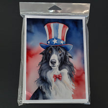 Load image into Gallery viewer, Borzoi Patriotic American Greeting Cards - Blank Note Cards – 8-Pack of Artist-Designed Cards with Envelopes