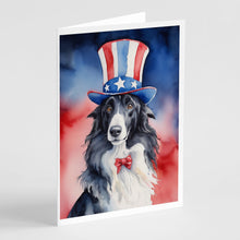 Load image into Gallery viewer, Borzoi Patriotic American Greeting Cards - Blank Note Cards – 8-Pack of Artist-Designed Cards with Envelopes