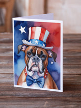 Load image into Gallery viewer, Boxer Patriotic American Greeting Cards - Blank Note Cards – 8-Pack of Artist-Designed Cards with Envelopes