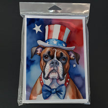 Load image into Gallery viewer, Boxer Patriotic American Greeting Cards - Blank Note Cards – 8-Pack of Artist-Designed Cards with Envelopes