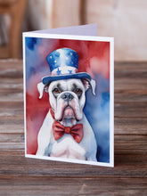 Load image into Gallery viewer, White Boxer Patriotic American Greeting Cards - Blank Note Cards – 8-Pack of Artist-Designed Cards with Envelopes
