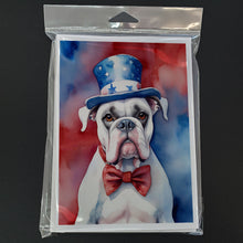 Load image into Gallery viewer, White Boxer Patriotic American Greeting Cards - Blank Note Cards – 8-Pack of Artist-Designed Cards with Envelopes