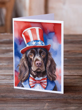 Load image into Gallery viewer, Boykin Spaniel Patriotic American Greeting Cards - Blank Note Cards – 8-Pack of Artist-Designed Cards with Envelopes