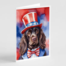 Load image into Gallery viewer, Boykin Spaniel Patriotic American Greeting Cards - Blank Note Cards – 8-Pack of Artist-Designed Cards with Envelopes