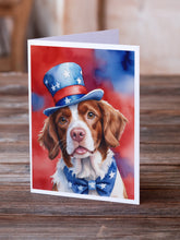 Load image into Gallery viewer, Brittany Spaniel Patriotic American Greeting Cards - Blank Note Cards – 8-Pack of Artist-Designed Cards with Envelopes