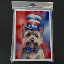 Load image into Gallery viewer, Cairn Terrier Patriotic American Greeting Cards - Blank Note Cards – 8-Pack of Artist-Designed Cards with Envelopes