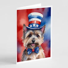 Load image into Gallery viewer, Cairn Terrier Patriotic American Greeting Cards - Blank Note Cards – 8-Pack of Artist-Designed Cards with Envelopes