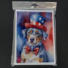 Load image into Gallery viewer, Catahoula Patriotic American Greeting Cards - Blank Note Cards – 8-Pack of Artist-Designed Cards with Envelopes