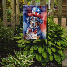 Load image into Gallery viewer, Catahoula Patriotic American Garden Flag – Dog in Uncle Sam Hat | Red, White &amp; Blue Outdoor Decor
