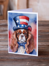 Load image into Gallery viewer, Cavalier Spaniel Patriotic American Greeting Cards - Blank Note Cards – 8-Pack of Artist-Designed Cards with Envelopes