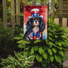 Load image into Gallery viewer, Cavalier Spaniel Patriotic American Garden Flag – Dog in Uncle Sam Hat | Red, White &amp; Blue Outdoor Decor