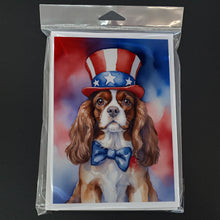 Load image into Gallery viewer, Cavalier Spaniel Patriotic American Greeting Cards - Blank Note Cards – 8-Pack of Artist-Designed Cards with Envelopes