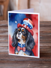 Load image into Gallery viewer, Cavalier Spaniel Patriotic American Greeting Cards - Blank Note Cards – 8-Pack of Artist-Designed Cards with Envelopes