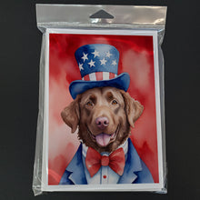 Load image into Gallery viewer, Chesapeake Bay Retriever Patriotic American Greeting Cards - Blank Note Cards – 8-Pack of Artist-Designed Cards with Envelopes