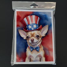 Load image into Gallery viewer, Chihuahua Patriotic American Greeting Cards - Blank Note Cards – 8-Pack of Artist-Designed Cards with Envelopes