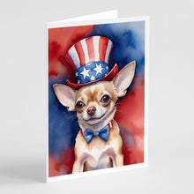 Load image into Gallery viewer, Chihuahua Patriotic American Greeting Cards - Blank Note Cards – 8-Pack of Artist-Designed Cards with Envelopes