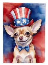 Load image into Gallery viewer, Chihuahua Patriotic American Garden Flag – Dog in Uncle Sam Hat | Red, White &amp; Blue Outdoor Decor