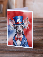 Load image into Gallery viewer, Chinese Crested Patriotic American Greeting Cards - Blank Note Cards – 8-Pack of Artist-Designed Cards with Envelopes