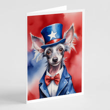 Load image into Gallery viewer, Chinese Crested Patriotic American Greeting Cards - Blank Note Cards – 8-Pack of Artist-Designed Cards with Envelopes
