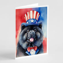 Load image into Gallery viewer, Chow Chow Patriotic American Greeting Cards - Blank Note Cards – 8-Pack of Artist-Designed Cards with Envelopes