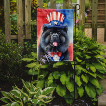 Load image into Gallery viewer, Chow Chow Patriotic American Garden Flag – Dog in Uncle Sam Hat | Red, White &amp; Blue Outdoor Decor