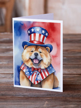 Load image into Gallery viewer, Chow Chow Patriotic American Greeting Cards - Blank Note Cards – 8-Pack of Artist-Designed Cards with Envelopes