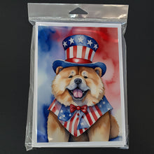 Load image into Gallery viewer, Chow Chow Patriotic American Greeting Cards - Blank Note Cards – 8-Pack of Artist-Designed Cards with Envelopes