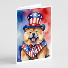 Load image into Gallery viewer, Chow Chow Patriotic American Greeting Cards - Blank Note Cards – 8-Pack of Artist-Designed Cards with Envelopes