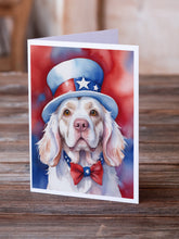 Load image into Gallery viewer, Clumber Spaniel Patriotic American Greeting Cards - Blank Note Cards – 8-Pack of Artist-Designed Cards with Envelopes