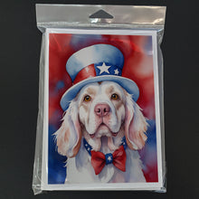 Load image into Gallery viewer, Clumber Spaniel Patriotic American Greeting Cards - Blank Note Cards – 8-Pack of Artist-Designed Cards with Envelopes