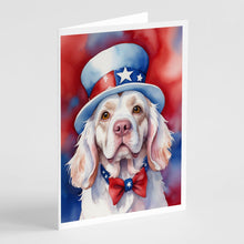 Load image into Gallery viewer, Clumber Spaniel Patriotic American Greeting Cards - Blank Note Cards – 8-Pack of Artist-Designed Cards with Envelopes