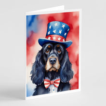 Load image into Gallery viewer, Cocker Spaniel Patriotic American Greeting Cards - Blank Note Cards – 8-Pack of Artist-Designed Cards with Envelopes