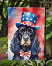 Load image into Gallery viewer, Cocker Spaniel Patriotic American Garden Flag – Dog in Uncle Sam Hat | Red, White &amp; Blue Outdoor Decor