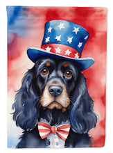 Load image into Gallery viewer, Cocker Spaniel Patriotic American Garden Flag – Dog in Uncle Sam Hat | Red, White &amp; Blue Outdoor Decor
