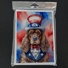 Load image into Gallery viewer, Cocker Spaniel Patriotic American Greeting Cards - Blank Note Cards – 8-Pack of Artist-Designed Cards with Envelopes