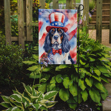 Load image into Gallery viewer, Cocker Spaniel Patriotic American Garden Flag – Dog in Uncle Sam Hat | Red, White &amp; Blue Outdoor Decor
