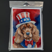 Load image into Gallery viewer, Cocker Spaniel Patriotic American Greeting Cards - Blank Note Cards – 8-Pack of Artist-Designed Cards with Envelopes