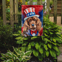 Load image into Gallery viewer, Cocker Spaniel Patriotic American Garden Flag – Dog in Uncle Sam Hat | Red, White &amp; Blue Outdoor Decor