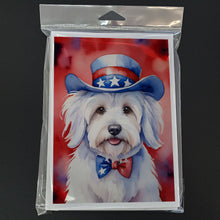 Load image into Gallery viewer, Coton de Tulear Patriotic American Greeting Cards - Blank Note Cards – 8-Pack of Artist-Designed Cards with Envelopes