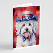 Load image into Gallery viewer, Coton de Tulear Patriotic American Greeting Cards - Blank Note Cards – 8-Pack of Artist-Designed Cards with Envelopes