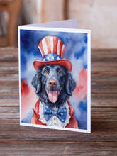 Load image into Gallery viewer, Curly-Coated Retriever Patriotic American Greeting Cards - Blank Note Cards – 8-Pack of Artist-Designed Cards with Envelopes