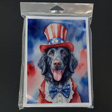 Load image into Gallery viewer, Curly-Coated Retriever Patriotic American Greeting Cards - Blank Note Cards – 8-Pack of Artist-Designed Cards with Envelopes