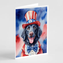 Load image into Gallery viewer, Curly-Coated Retriever Patriotic American Greeting Cards - Blank Note Cards – 8-Pack of Artist-Designed Cards with Envelopes