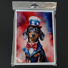 Load image into Gallery viewer, Dachshund Patriotic American Greeting Cards - Blank Note Cards – 8-Pack of Artist-Designed Cards with Envelopes