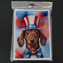 Load image into Gallery viewer, Dachshund Patriotic American Greeting Cards - Blank Note Cards – 8-Pack of Artist-Designed Cards with Envelopes