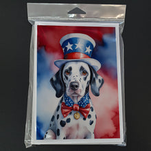 Load image into Gallery viewer, Dalmatian Patriotic American Greeting Cards - Blank Note Cards – 8-Pack of Artist-Designed Cards with Envelopes