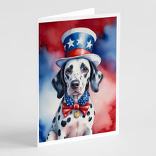 Load image into Gallery viewer, Dalmatian Patriotic American Greeting Cards - Blank Note Cards – 8-Pack of Artist-Designed Cards with Envelopes